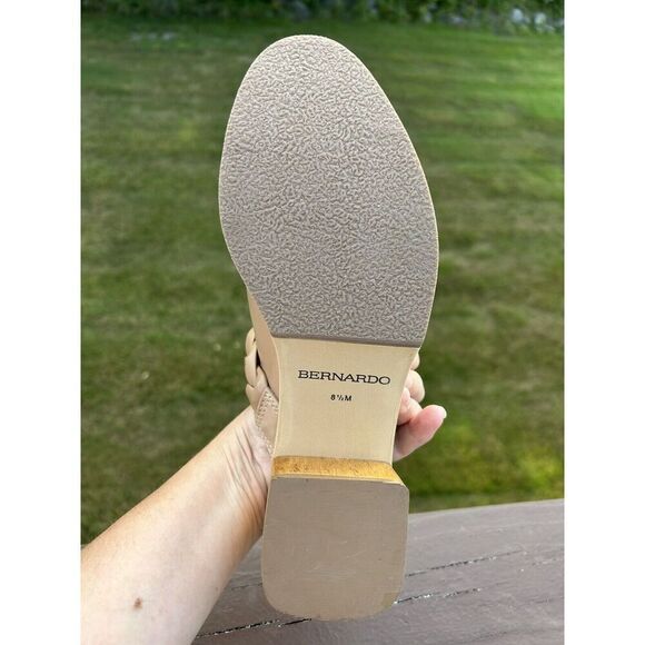 Bernardo Sand Brown Leather Braided Heeled Clogs Saffia 8.5 M New Mule - Picture 10 of 13